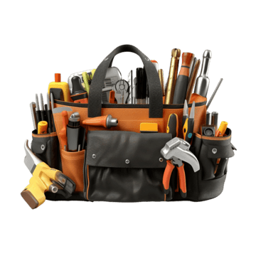 Professional tool bag filled with hand tools